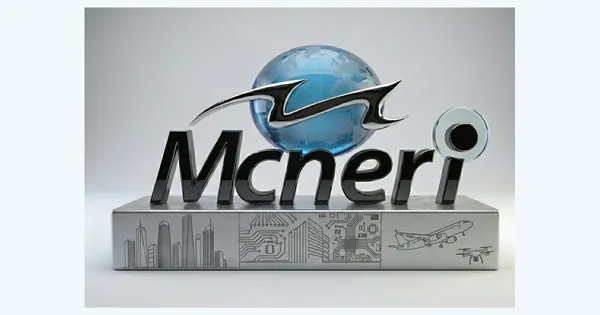 Mcneri Technologies connected systems sculpture with global, city, circuitry and mobility motifs